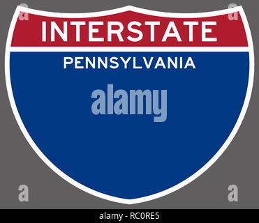 Interstate pennsylvania segno tracciato autostradale american usa illustrazione di trasporto Foto Stock