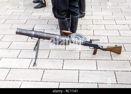 Prima Guerra Mondiale arma. Lewis macchina automatica pistola Foto Stock