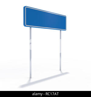 Blank cartello blu o svuotare i cartelli stradali. Il rendering 3D Foto Stock