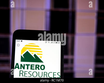 Kiev, Ucraina. Xiii gen, 2019. Antero Resources Company logo che si vede visualizzato su un telefono intelligente. Credito: Igor Golovniov SOPA/images/ZUMA filo/Alamy Live News Foto Stock