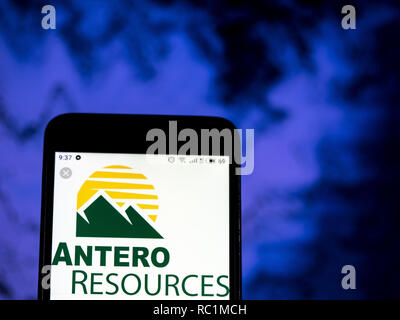 Kiev, Ucraina. Xiii gen, 2019. Antero Resources Company logo che si vede visualizzato su un telefono intelligente. Credito: Igor Golovniov SOPA/images/ZUMA filo/Alamy Live News Foto Stock