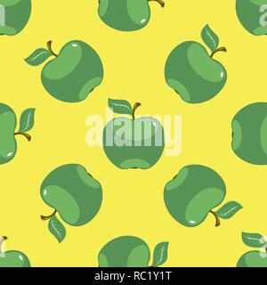 Mela verde giallo seamless sfondo pattern Illustrazione Vettoriale