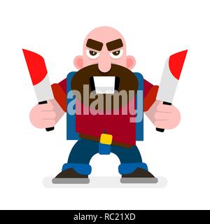 Mani tenendo un coltello insanguinato Mad Killer illustrazione vettoriale Illustrazione Vettoriale