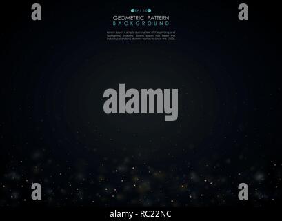 Gradiente di astratta sfondo nero con piccole luccica bokeh decorazione, vettoriale EPS10 Illustrazione Vettoriale