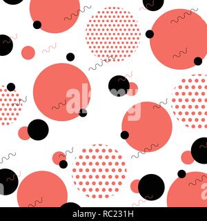 Abstract di colorati coralli viventi memphis cerchio di colore sfondo pattern, vettoriale EPS10 Illustrazione Vettoriale