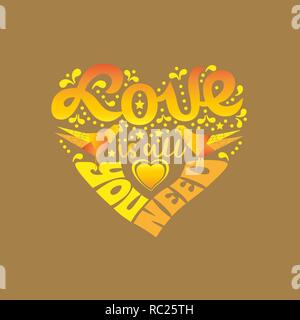 Illustrazione romantica del vettore di frase amato Illustrazione Vettoriale