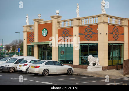 Starbucks Coffee shop in Trafford Park Manchester Foto Stock