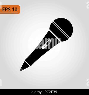 Microfono icona glifo, musica e strumento, karaoke firmare la grafica vettoriale, una solida configurazione su uno sfondo bianco, eps10 Illustrazione Vettoriale
