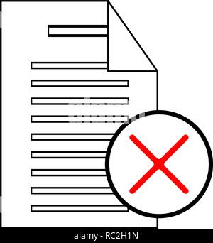 Rimozione icona documento - carta ed eliminare segno nel cerchio. Il design della carta. Chiudere il simbolo Illustrazione Vettoriale