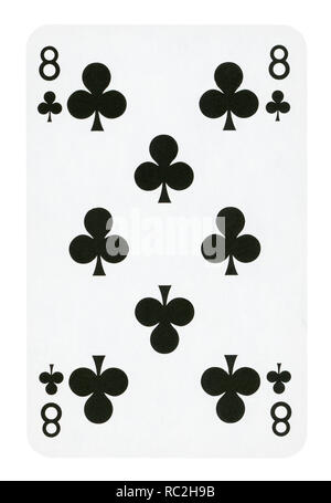 Otto dei club carta da gioco - isolato su bianco (percorso di clipping incluso) Foto Stock