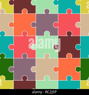 Abstract seamless pattern di puzzle per le ragazze e i ragazzi. Creative disegno vettoriale con puzzle, quadrato, splash, punti. Puzzle divertenti sfondi per il tessile e tessuto. Sport di moda stile. Colorato luminoso. Illustrazione Vettoriale