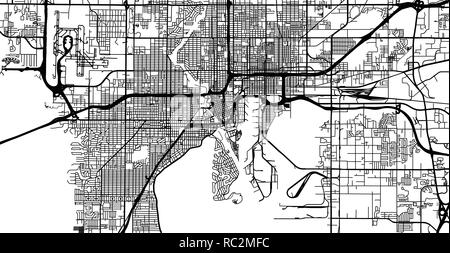 Vettore urbano mappa della città di Tampa, Florida, Stati Uniti d'America Illustrazione Vettoriale