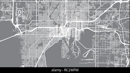 Vettore urbano mappa della città di Tampa, Florida, Stati Uniti d'America Illustrazione Vettoriale