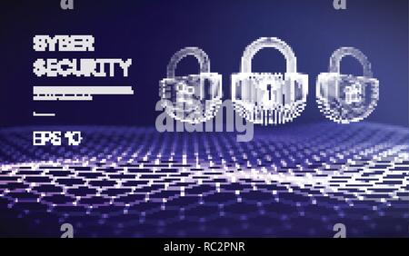 Internet Coputer cyber security background. Cyber Crime illustrazione vettoriale. serratura digitale illustrazione vettoriale EPS 10. Illustrazione Vettoriale