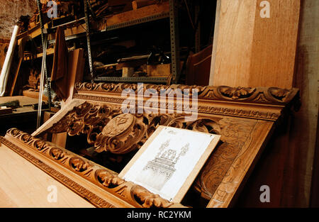 Spagna - La Vega (distretto di Sevilla) - Andalusia - Siviglia. Workshop di xilografia di maestro Manuel Guzmán Foto Stock