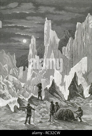 AMUNDSEN, Roald Engebrecht (Borge, 1872, in Artico, 1928). Norwegian explorer. Incisione di Hildibrand. Foto Stock