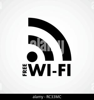 Connessione WiFi gratuita, icona nel design piatto. Illustrazione Vettoriale. Nero icona WiFi su sfondo chiaro. Illustrazione Vettoriale