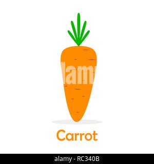 Icona di carota in design piatto. Illustrazione Vettoriale. Icona di carota, isolato su sfondo bianco. Illustrazione Vettoriale