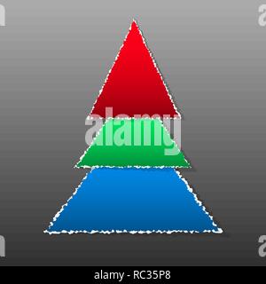 Un albero di Natale fatto multicolore di pezzi di carta strappati irregolarmente. Illustrazione Vettoriale