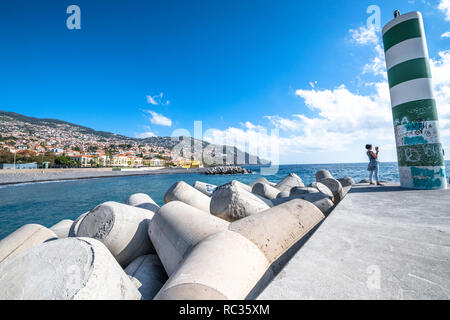 Verde e bianco nel Faro Funchal, Madeira, Portogallo Foto Stock