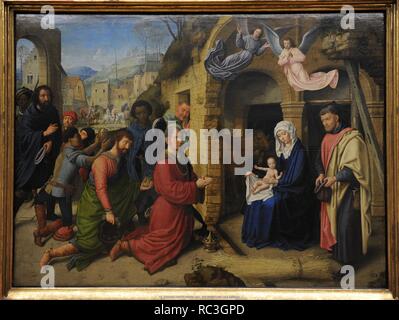 Gerard David (c. 1460 Ð 1523). Early Netherlandish pittore. In stile gotico. Adorazione dei Magi, 1512. Alte Pinakothek di Monaco di Baviera, Germania. Foto Stock