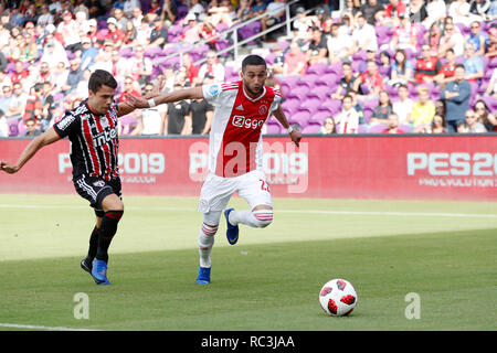 Orlando, Florida, Stati Uniti d'America. Il 12 gennaio 2019. Orlando City Stadium, Hakim Ziyech durante la Florida Cup gioco Sau Paolo - Ajax 2-4. Credito: Pro scatti/Alamy Live News Foto Stock