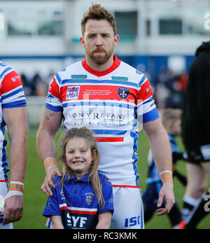 Wakefeild, West Yorkshire, Regno Unito. 13 gennaio 2019. Il Razzo Mobile Stadium, Belle Vue, Wakefield, West Yorkshire, Regno Unito, 13 gennaio 2019 Danny Kirmond di Wakefield durante la Wakefield Trinity Wildcats vs FC dello scafo durante Danny Kirmond e Danny Washbrook Testimonial del Rugby League la pre-stagione amichevole Credito: Touchlinepics/Alamy Live News Credit: stephen Gaunt/Alamy Live News Foto Stock