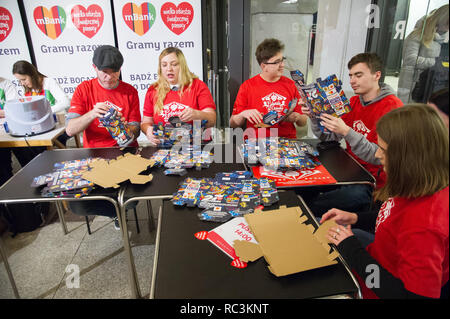 Gdansk, Polonia. 13 gennaio 2019. 27 finale della grande orchestra di Natale carità (Wielka Orkiestra Swiatecznej Pomocy WOSP) in Gdansk, Polonia. 13 gennaio 2019 © Wojciech Strozyk / Alamy Live News Credito: Wojciech Stróżyk/Alamy Live News Foto Stock