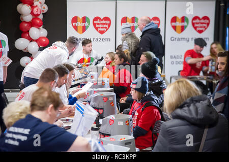 Gdansk, Polonia. 13 gennaio 2019. 27 finale della grande orchestra di Natale carità (Wielka Orkiestra Swiatecznej Pomocy WOSP) in Gdansk, Polonia. 13 gennaio 2019 © Wojciech Strozyk / Alamy Live News Credito: Wojciech Stróżyk/Alamy Live News Foto Stock