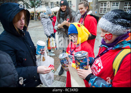 Gdansk, Polonia. 13 gennaio 2019. 27 finale della grande orchestra di Natale carità (Wielka Orkiestra Swiatecznej Pomocy WOSP) in Gdansk, Polonia. 13 gennaio 2019 © Wojciech Strozyk / Alamy Live News Credito: Wojciech Stróżyk/Alamy Live News Foto Stock