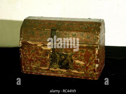 COFRE DE MADERA POLICROMATO - ARTE VIRREINAL DE MICHOACAN. Posizione: MUSEO DE AMERICA-COLECCION. MADRID. Spagna. Foto Stock