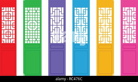 Rettangolo porta cinese con il pattern , vector art Illustrazione Vettoriale