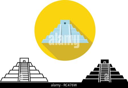 Icona di Chichen Itza in vector art design Illustrazione Vettoriale