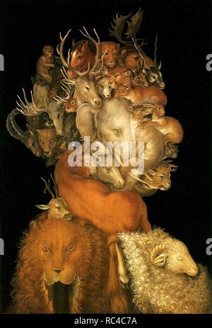 La messa a terra. Museo: Collezione privata. Autore: ARCIMBOLDO, GIUSEPPE. Foto Stock