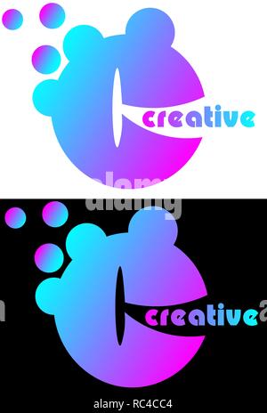 Lettera di blob con gradiente di sfumatura e le parole logo creativo per il business e arte Illustrazione Vettoriale