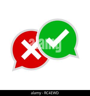 Sì e No segni di spunta. Illustrazione Vettoriale. Rosso e i segni di spunta verdi su sfondo bianco. Illustrazione Vettoriale