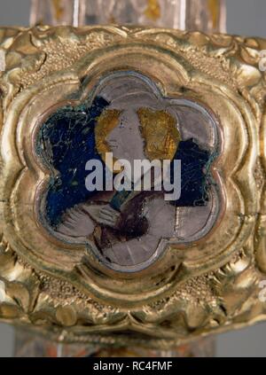 CALIZ DE SAN SEGUNDO - DETALLE DEL ESMALTE DEL NUDO CENTRAL - SANTO - SIGLO XIV. Autore: PETRUCCI ANDREA SIGLO XIV. Posizione: CATEDRAL-interno. AVILA. Spagna. Foto Stock