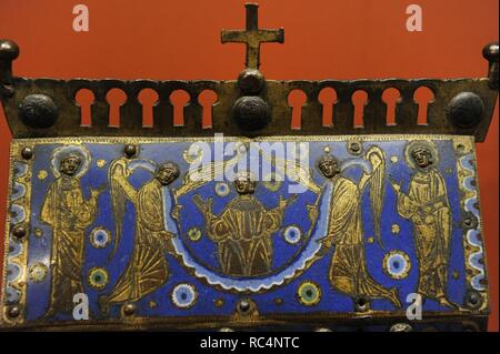 Reliquiario di Thomas Becket (ca. 1118-1170). Francia, ca. 1200. Scene raffiguranti angeli recanti l anima di martir. Museo Catharijneconvent. Utrecht. Paesi Bassi. Foto Stock