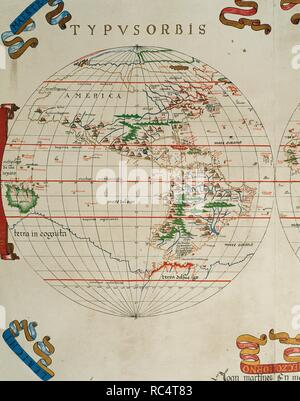 Mappa delle Americhe. Incisione francese. 1667. Foto Stock