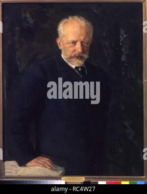 Ritratto del compositore Pyotr Ilyich Tchaikovsky (1840-1893). Museo: Membro Galleria Tretyakov di Mosca. Autore: Kuznetsov, Nikolai Dmitrievic. Foto Stock