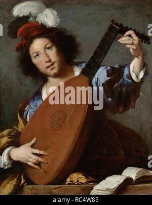 Il liuto player. Museo: Museo di Storia dell'arte, Vienne. Autore: Strozzi, Bernardo. Foto Stock