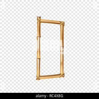 Vettore alfabeto di bambù. Lettera maiuscola D fatto di realistico Brown dry poli di bambù isolato su sfondo trasparente. Concetto di Abc per creare parole, Illustrazione Vettoriale