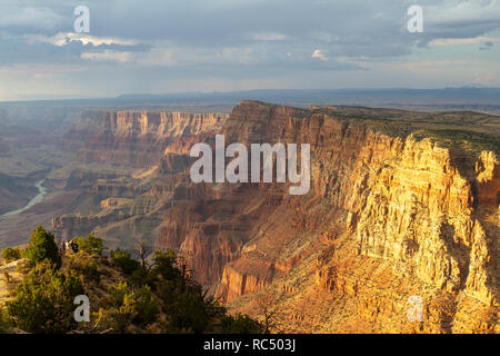 Il Grand Canyon vista nord dal deserto Vista Torre di vedetta zona verso il punto di Comanche, del Grand Canyon South Rim, Arizona, Stati Uniti. Foto Stock