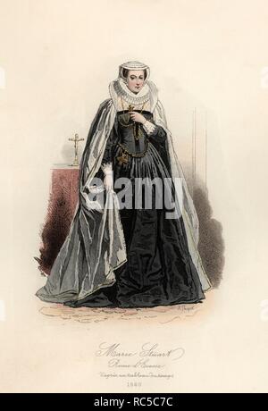 María ho Estuardo (1542-1587), reina de Escocia desde 1542 un 1567, hija póstuma de Jacobo V. Grabado de 1870. Foto Stock