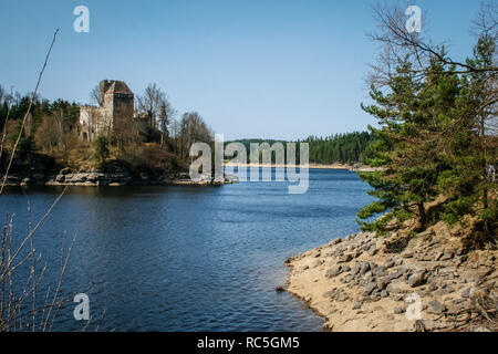 Burgruine Lichtenfels (castello rovina Lichtenfels), Peygarten-Ottenstein bei Zwettl, Waldviertel, Austria Foto Stock