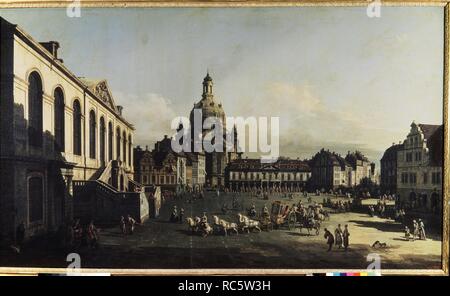 Neumarkt in Dresden. Museo: Membro Hermitage di San Pietroburgo. Autore: BELLOTTO, Bernardo. Foto Stock