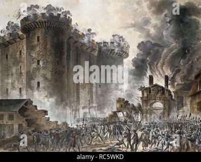 Presa della Bastiglia, il 14 luglio 1789. Museo: Museo Carnavalet, Parigi. Autore: Houel, Jean Pierre Laurent. Foto Stock