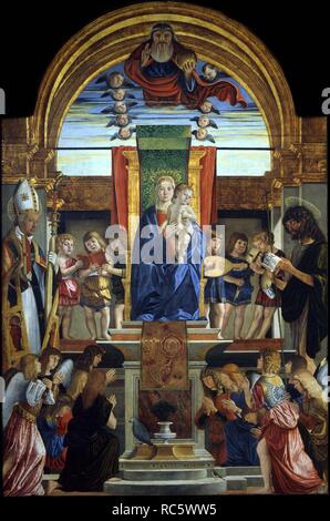 La Vergine e il Bambino in trono con Dio Padre e santi Hilarius e Giovanni Battista. Museo: Galleria Nazionale, Parma. Autore: CASELLI, Cristoforo. Foto Stock
