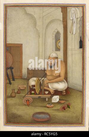 Bellmaker. Tashrih al-aqvam, un conto delle origini e le occupazioni di alcune delle sette, le caste e le tribù di India. Scritto a Hansi Cantonment, Hissar distretto, ottantacinque chilometri a nord-ovest di Delhi per il colonnello James Skinner. 1825. Fonte: Aggiungi. 27255, f.241v. V.o. persiano. Autore: ANON. Foto Stock