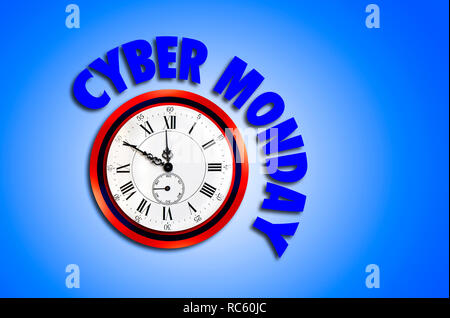 Antico orologio con parole Cyber Lunedì, concetto per vendite di marketing Foto Stock